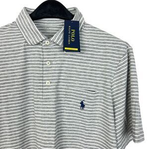 NEW Polo‎ Ralph Lauren PERFORMANCE Men's L Wicking Stretch Polo Grey Striped